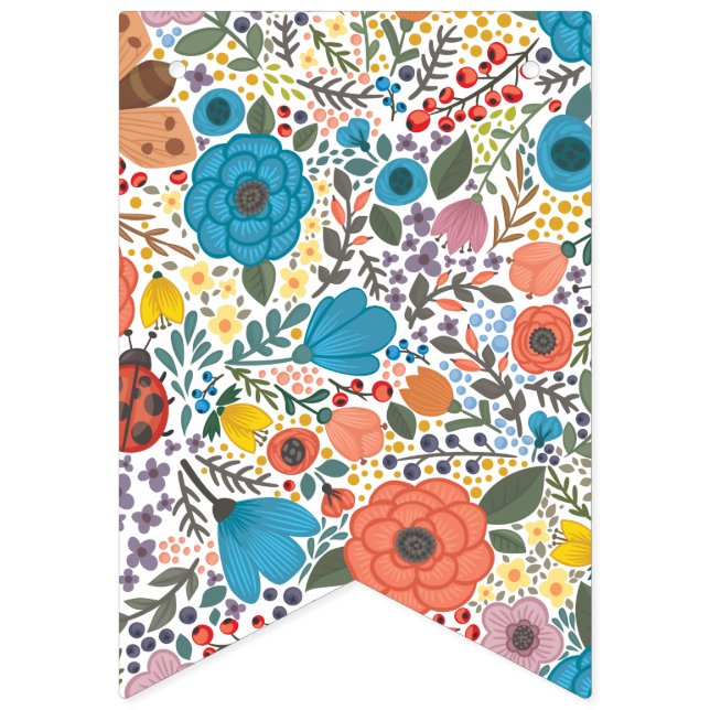 Spring Flowers. Bunting Flags (First Flag)