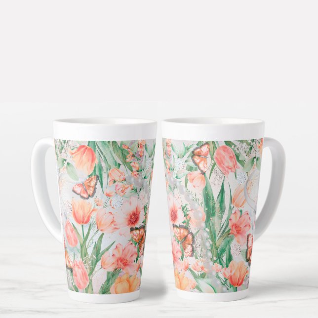 Spring Flowers Butterflies Latte Mug (Creator Uploaded)