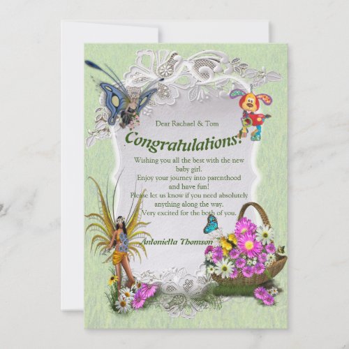 Spring Flowers  Butterfly Fairies Thank You Card