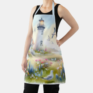 Spring Flowers by Lighthouse Coastal Cottage Apron