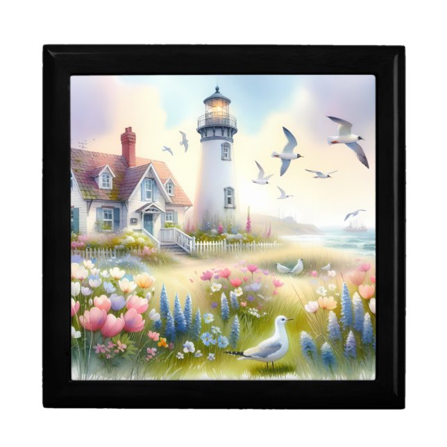 Spring Flowers by Lighthouse Coastal Cottage Gift Box (Front)