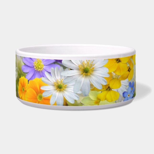 spring flowers cat food bowl (Front)