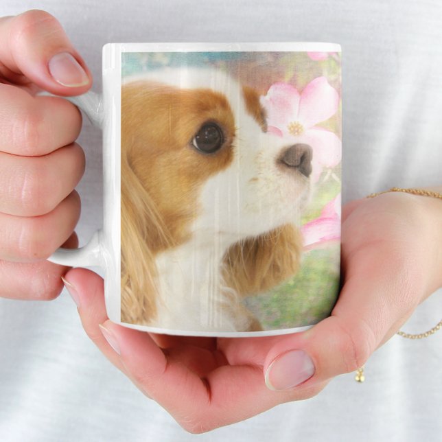 Spring Flowers Cavalier King Charles Spaniel Mug (Blooming joy in every sip! Embrace spring with this adorable mug.)