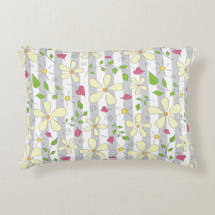 Spring flowers chamomile daisy floral cartoon accent pillow
