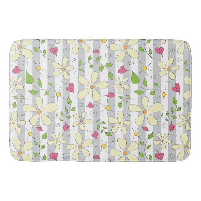 Spring flowers chamomile daisy floral happ bath mat (Front)