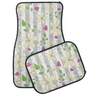 Spring flowers chamomile daisy floral happy car floor mat