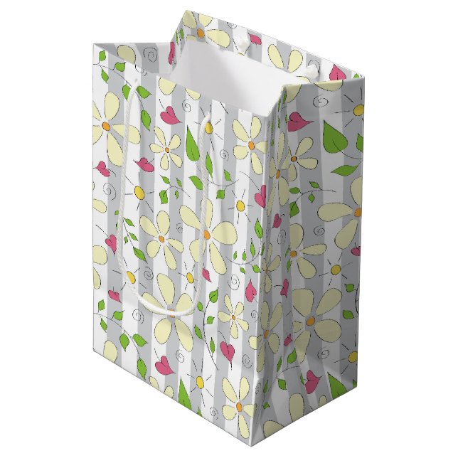 Spring flowers chamomile daisy floral happy  medium gift bag (Front Angled)