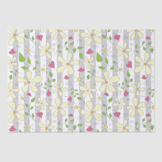 Spring flowers chamomile daisy floral happy tissue paper (Front)