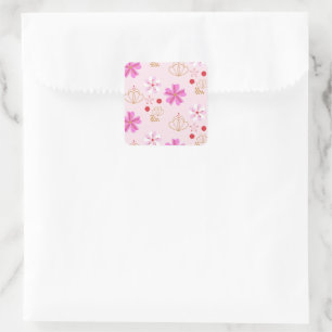 Spring Flowers Cherry Blossom Pink Blush Square Sticker