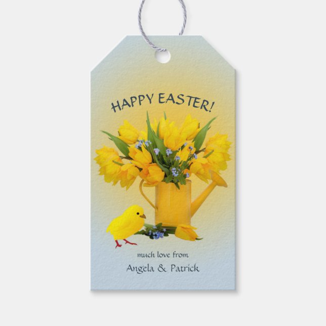 Spring Flowers Chick Easter Gift Tag (Front)