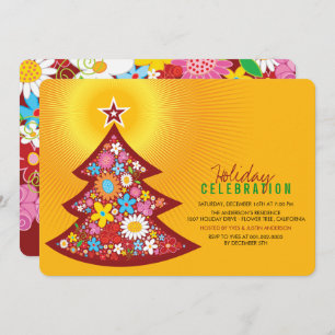 Spring Flowers Christmas Tree Holiday Party Invite