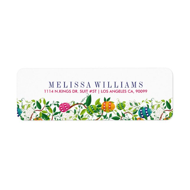 Spring Flowers & Colorful Easter Eggs Label (Front)
