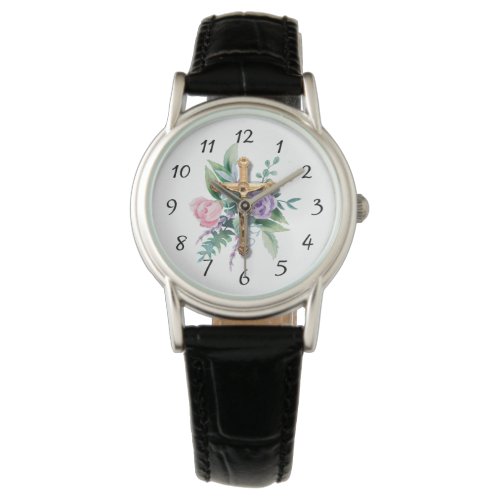Spring Flowers  Crucifix  Religious Watch