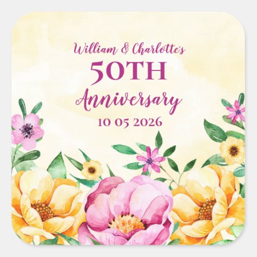 Spring Flowers Custom Anniversary Favor Tag