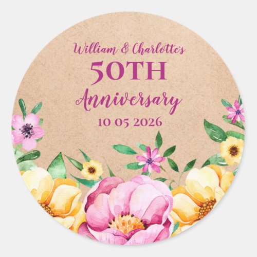 Spring Flowers Custom Anniversary Favor Tag