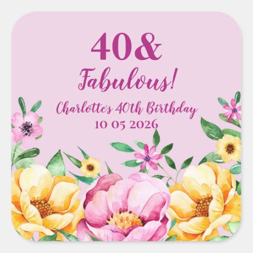 Spring Flowers Custom Birthday Favor Tag