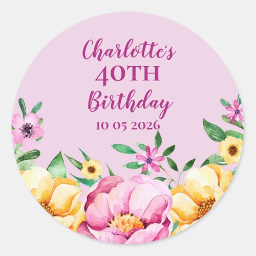 Spring Flowers Custom Birthday Favor Tag