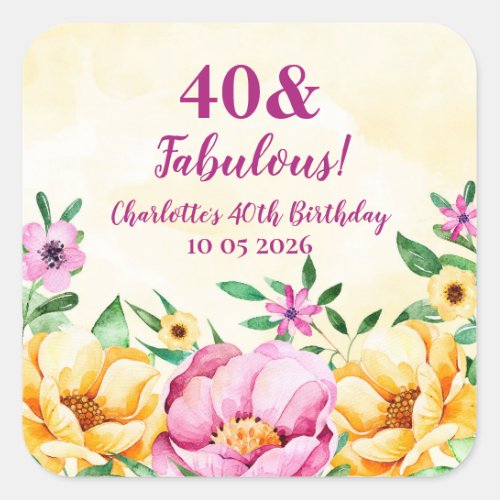 Spring Flowers Custom Birthday Favor Tag