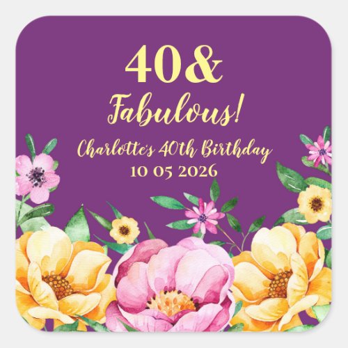 Spring Flowers Custom Birthday Favor Tag