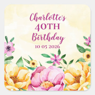 Spring Flowers Custom Birthday Favor Tag