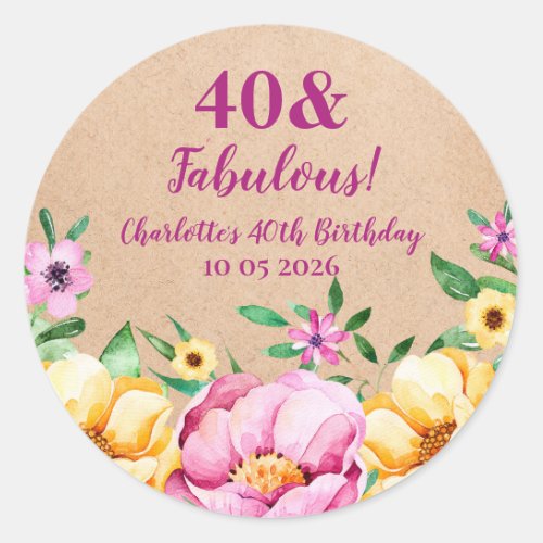 Spring Flowers Custom Birthday Favor Tag