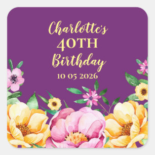 Spring Flowers Custom Birthday Favor Tag