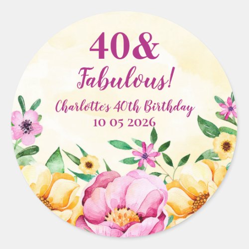 Spring Flowers Custom Birthday Favor Tag