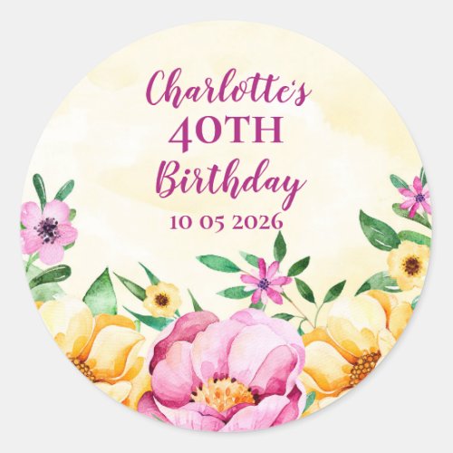 Spring Flowers Custom Birthday Favor Tag