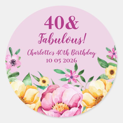 Spring Flowers Custom Birthday Favor Tag