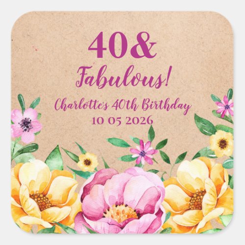 Spring Flowers Custom Birthday Favor Tag