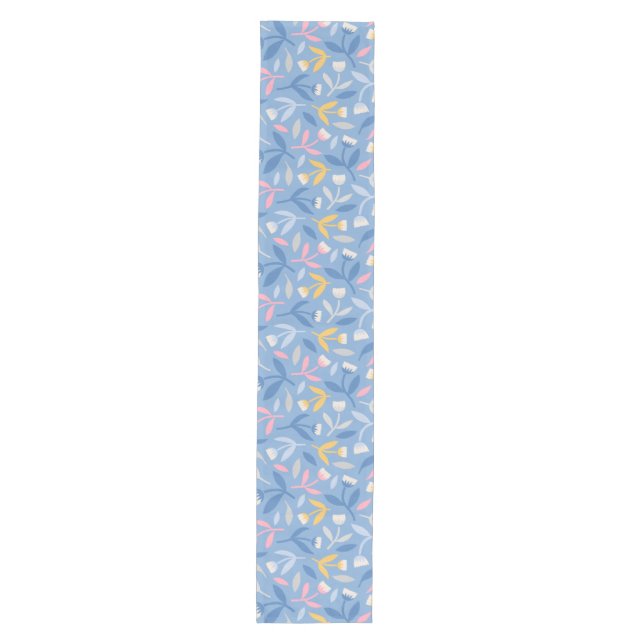 Spring Flowers Custom Blue & Pink Medium Table Runner (Front)