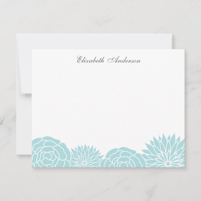 Spring Flowers Custom Flat Thank You Notes {blue} Invitation (Front)