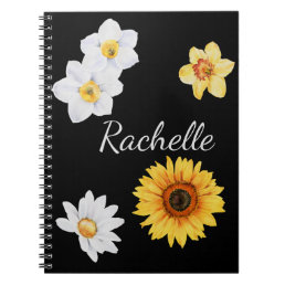 Spring Flowers Custom Monogram Add Name Sunflower Notebook