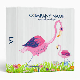 Spring Flowers & Cute Flamingos Illustration Binder