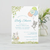 Spring Flowers | Cute Kittens Boy Baby Shower Invitation (Standing Front)