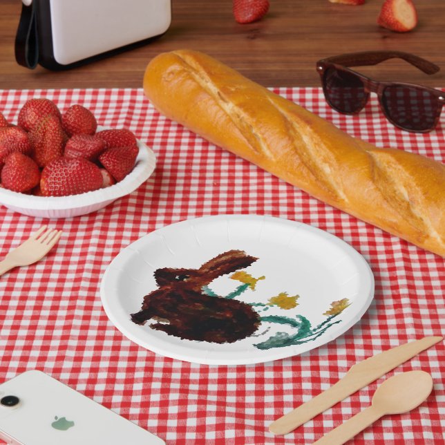 Spring Flowers Daffodils, Rabbit Paper Plates (Picnic)