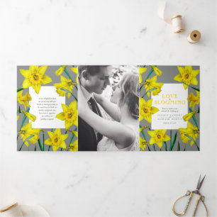 Spring flowers daffodils wedding yellow gray Tri-Fold program