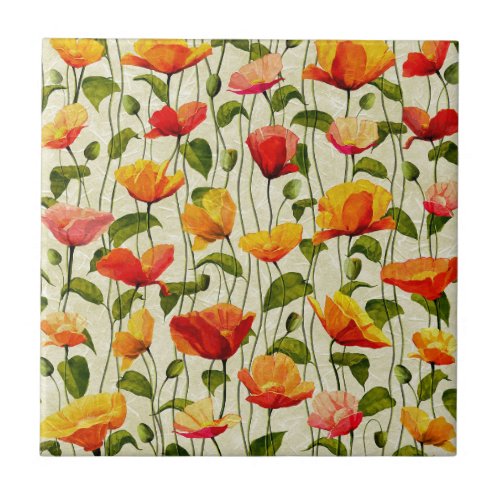 Spring Flowers Design Ceramic Tile