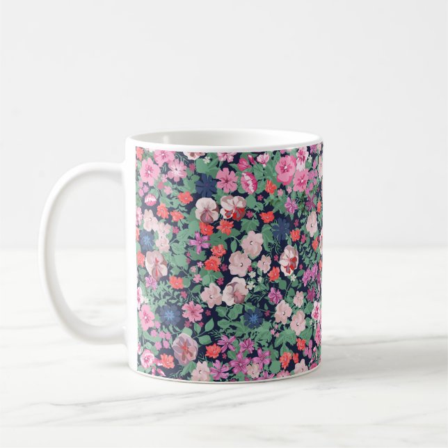Spring flowers design. Seamless floral pattern. Pl Coffee Mug (Left)
