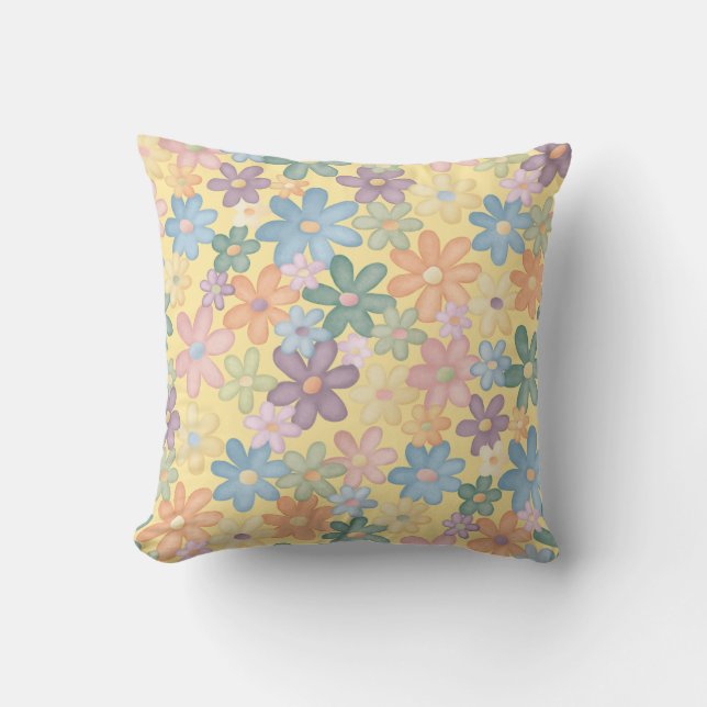 Spring Flowers Design Throw Pillow (Front)