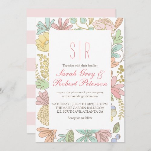 Spring Flowers Doodle Chic Wedding Invitation