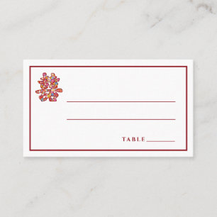 Spring Flowers Double Happiness Chinese Wedding Place Card