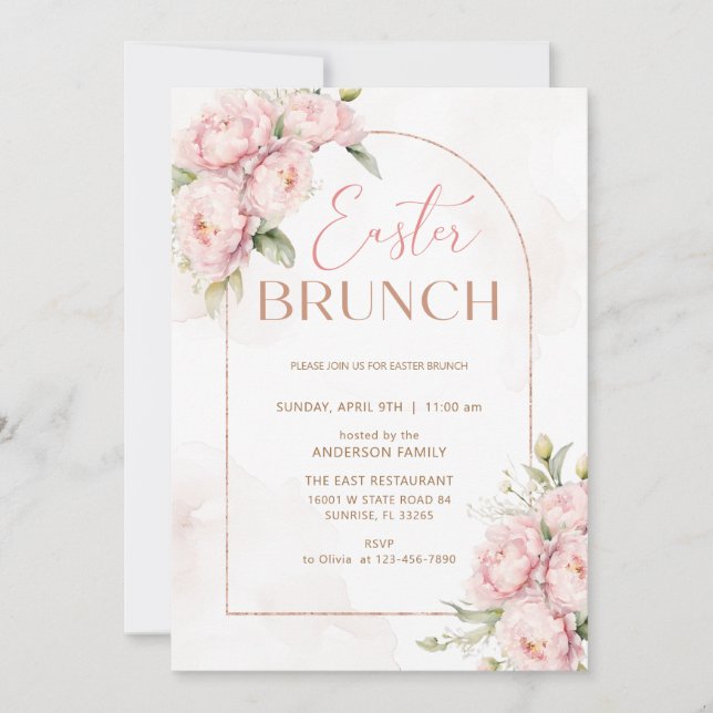 Spring Flowers Easter Brunch  Invitation (Front)