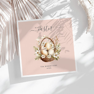 Spring Flowers Eggs Pastel Happy Easter Napkins