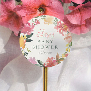 Spring Flowers Elegant Girl Baby Shower Classic Round Sticker