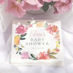 Spring Flowers Elegant Girl Baby Shower Napkins