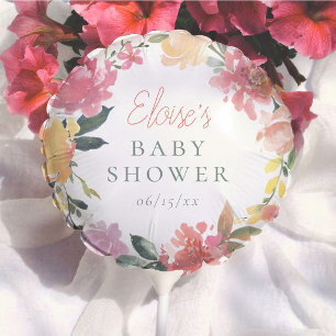 Spring Flowers Elegant & Simple Girl Baby Shower Balloon