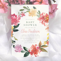 Spring Flowers | Elegant & Simple Girl Baby Shower Invitation