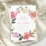 Spring Flowers | Elegant & Simple Girl Baby Shower Invitation