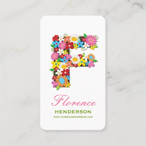 Spring Flowers F Monogram Profile Card